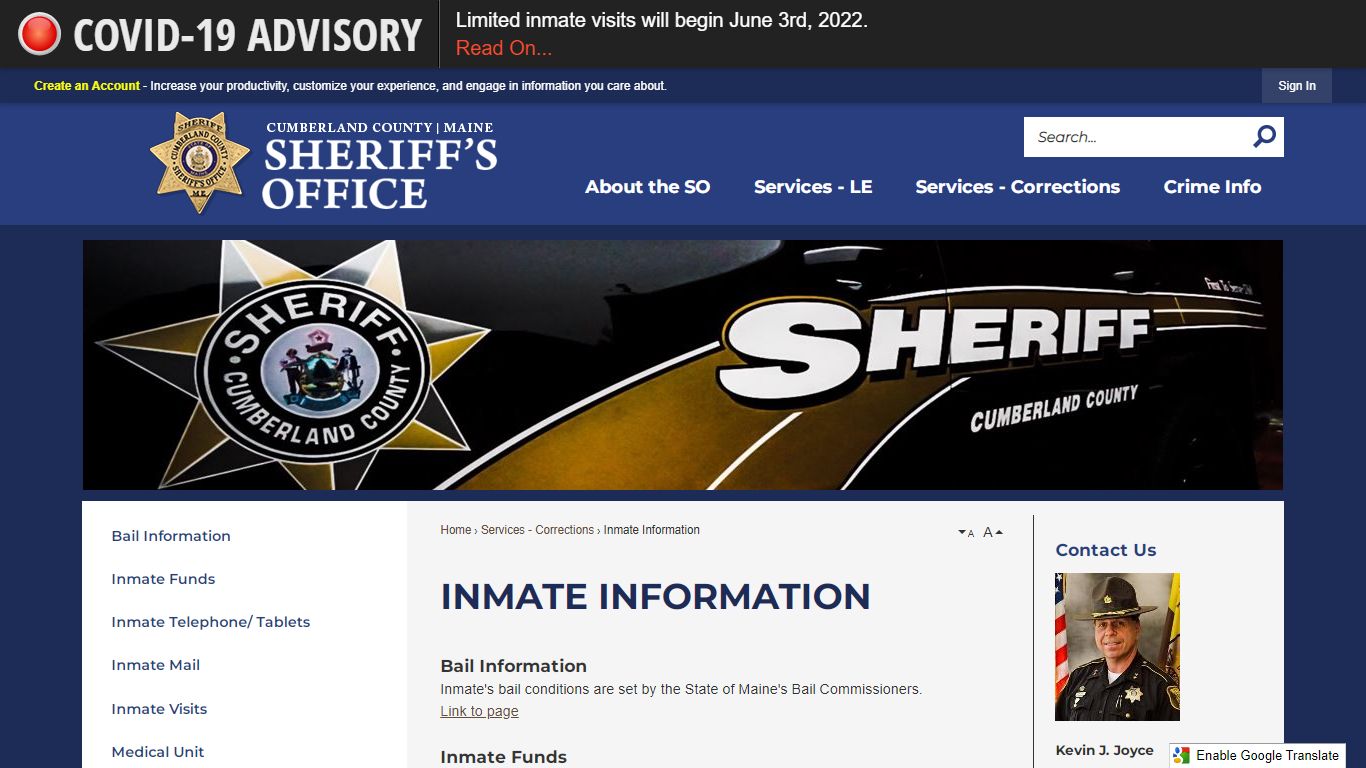 Inmate Information | Cumberland County Sheriff - Official Website